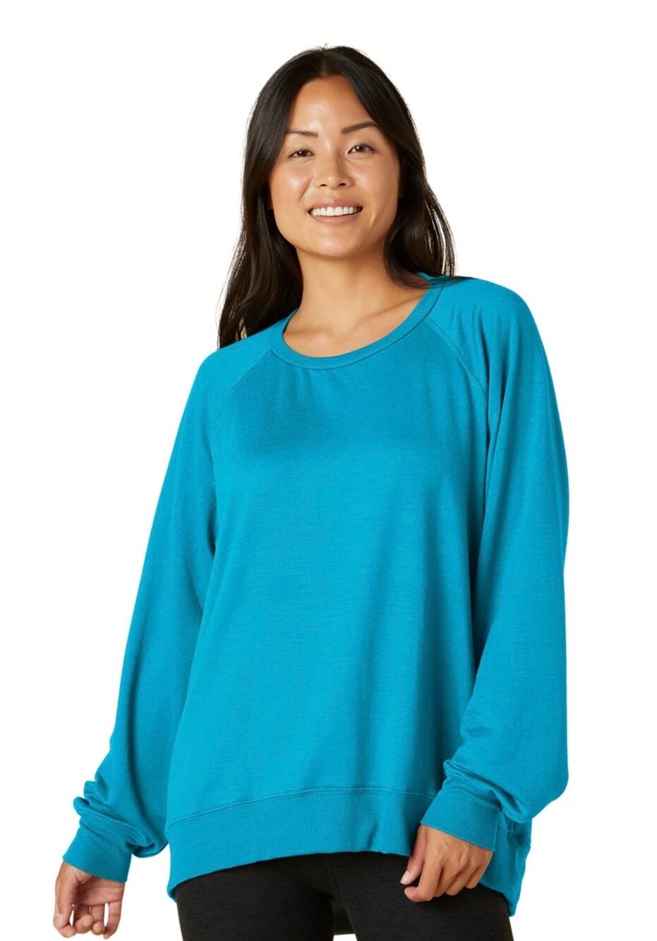 NWT Beyond Yoga Blue Glow Cozy Fleece Saturday Oversized Pullover-Size XS